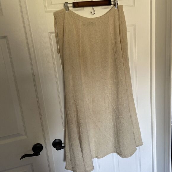 sacred threads XL 16 elastic drawstring waist cotton cream floral aplique skirt - Picture 6 of 8